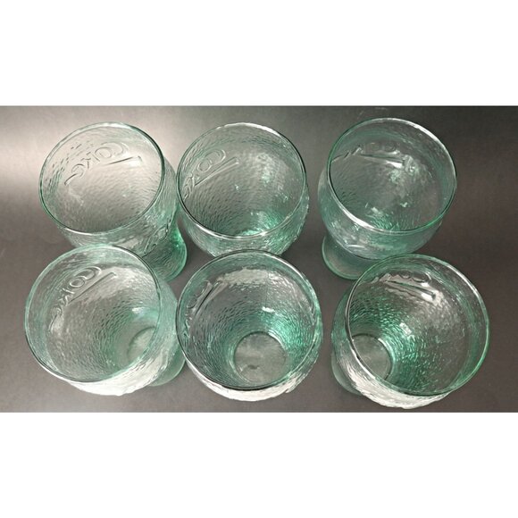6 Coca Cola Coke Drinking Glasses Textured - Picture 4 of 4